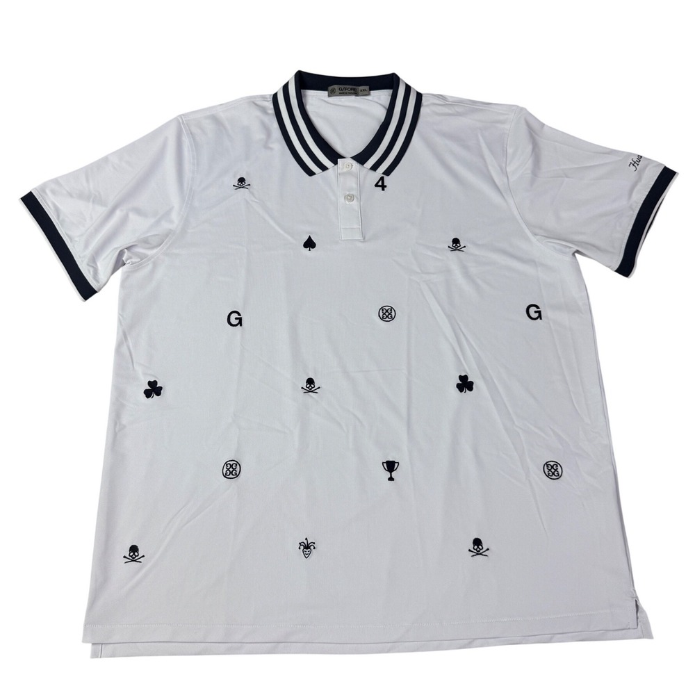 G/FORE Mens XXL White Embroidered Skull Clover Golf Polo Shirt Hualalai‎ 100308